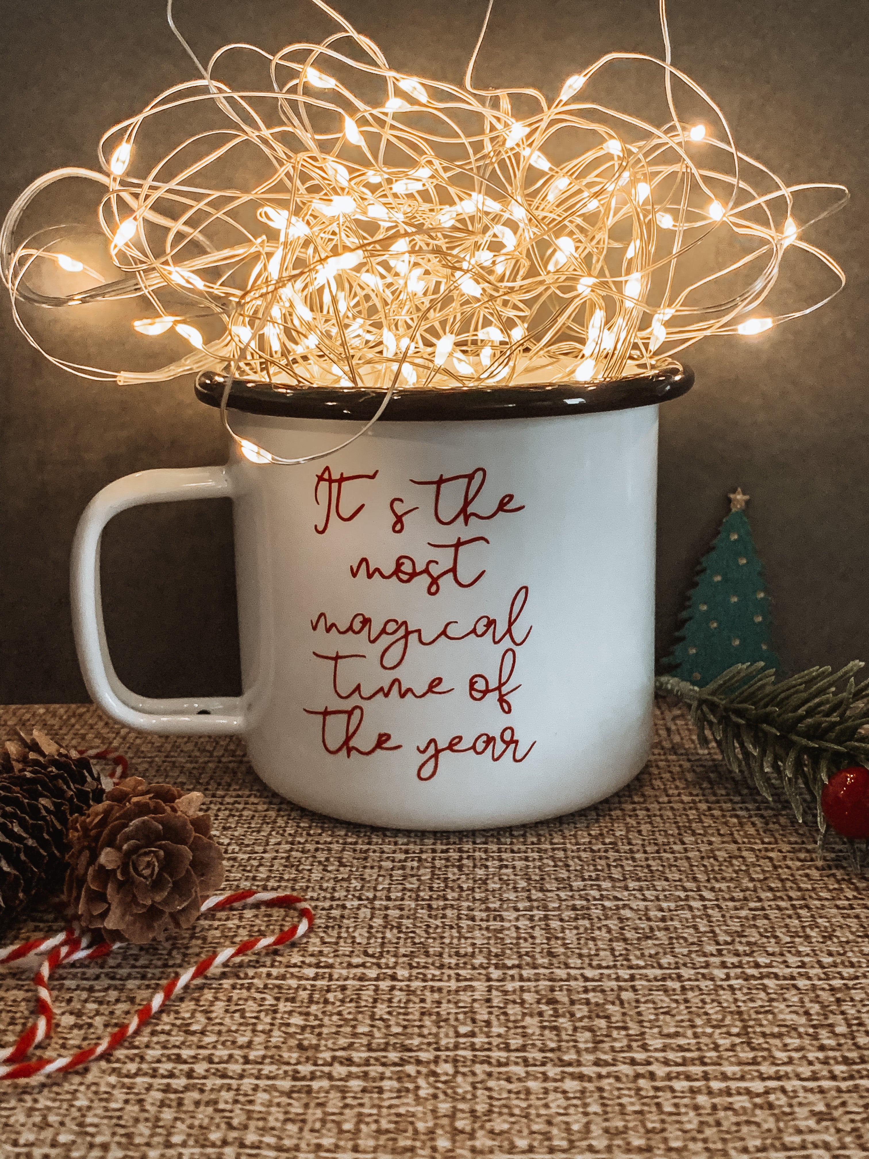 Festive White  Enamel Mug It’s the most magical time of the year