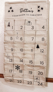 Personalised Christmas advent calendar, canvas, re useable, customisable