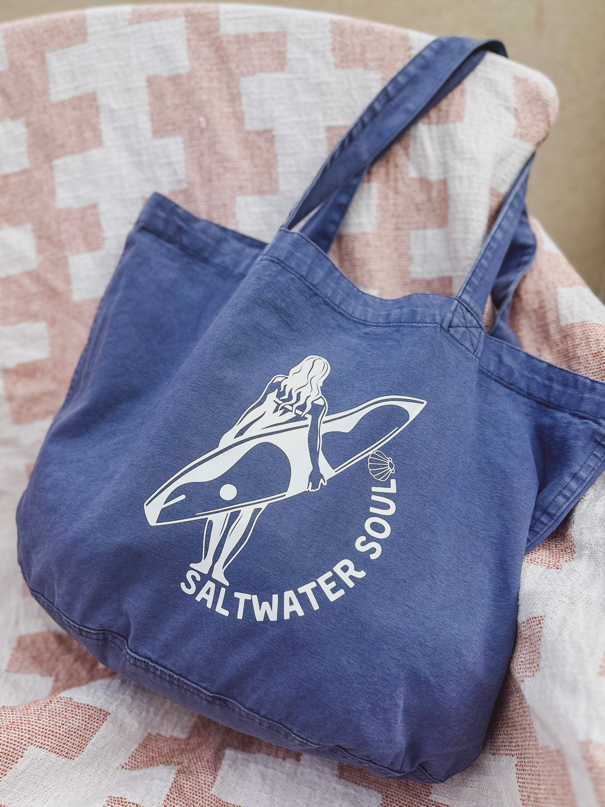 Saltwater soul relaxed blue 100% recycle cotton tote/ shopper bag