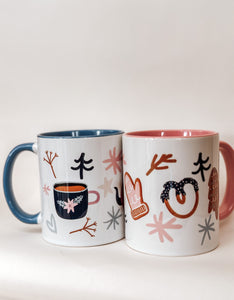Ceramic mug - two tone festive mugs with choice of two designs