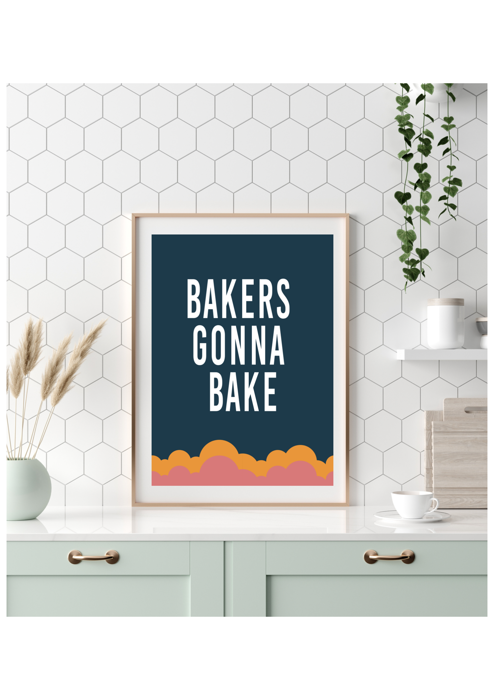 Bakers gonna bake A5, A4, A3 funny kitchen  Wall Art | typography print colourful