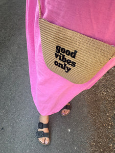 Good vibes only little straw like handbag