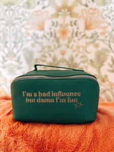 Sage Green open flat Accessory Case - I’m a bad influence but damn I’m fun xx