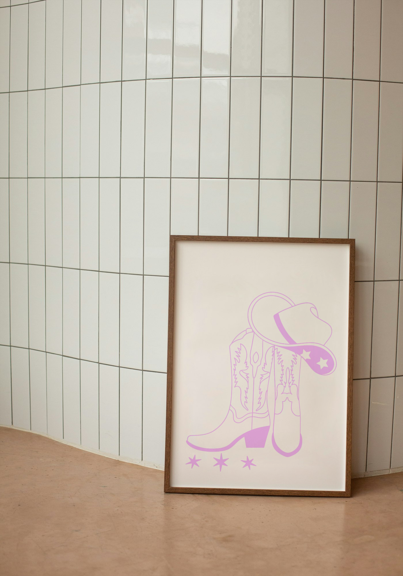 Country Cowgirl Boots & Hat Print - Lilac