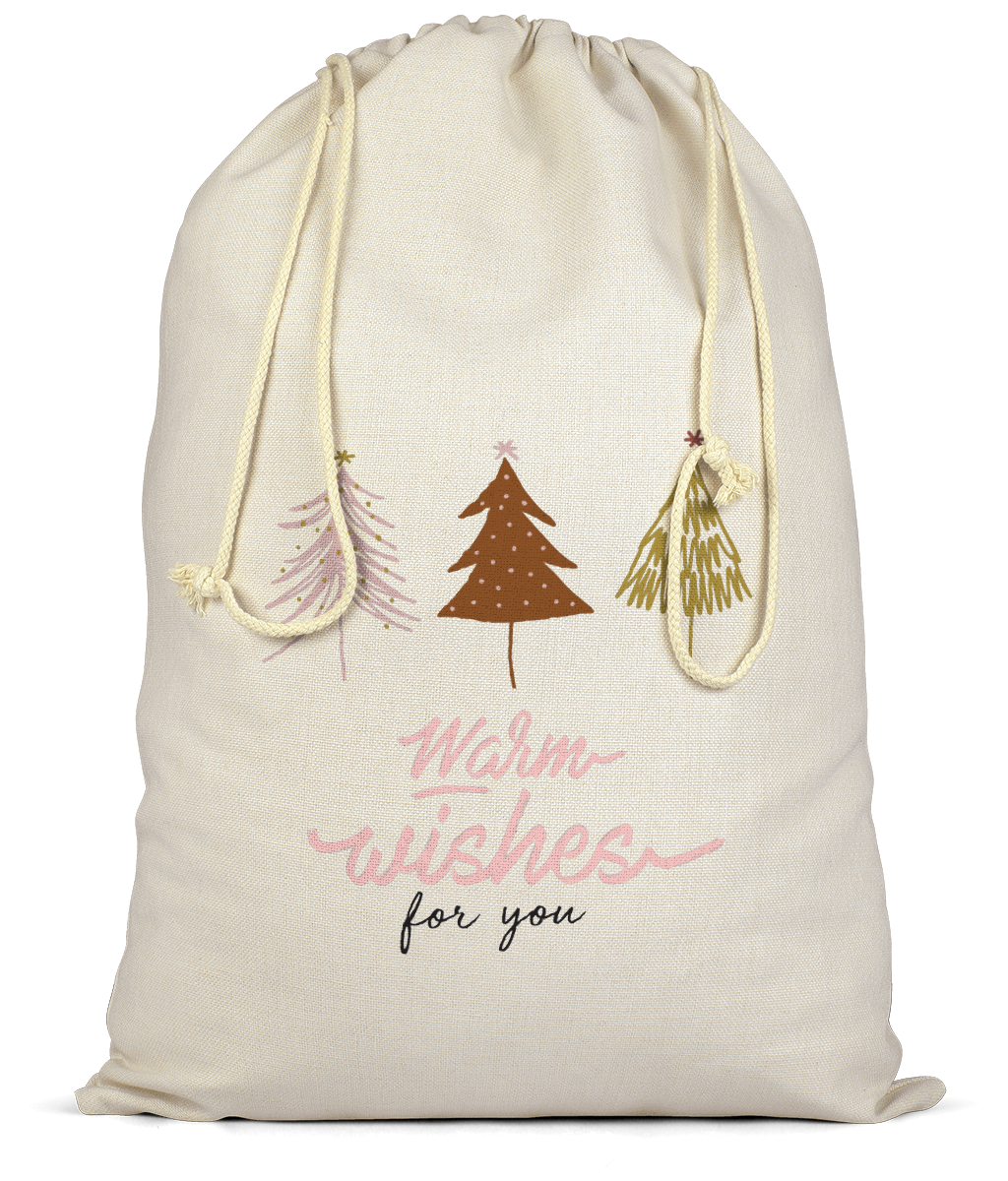 Premium Cotton Christmas Sack - Warm wishes for you