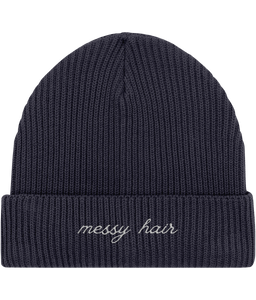 Embroidered Fisherman Beanie | messy hair