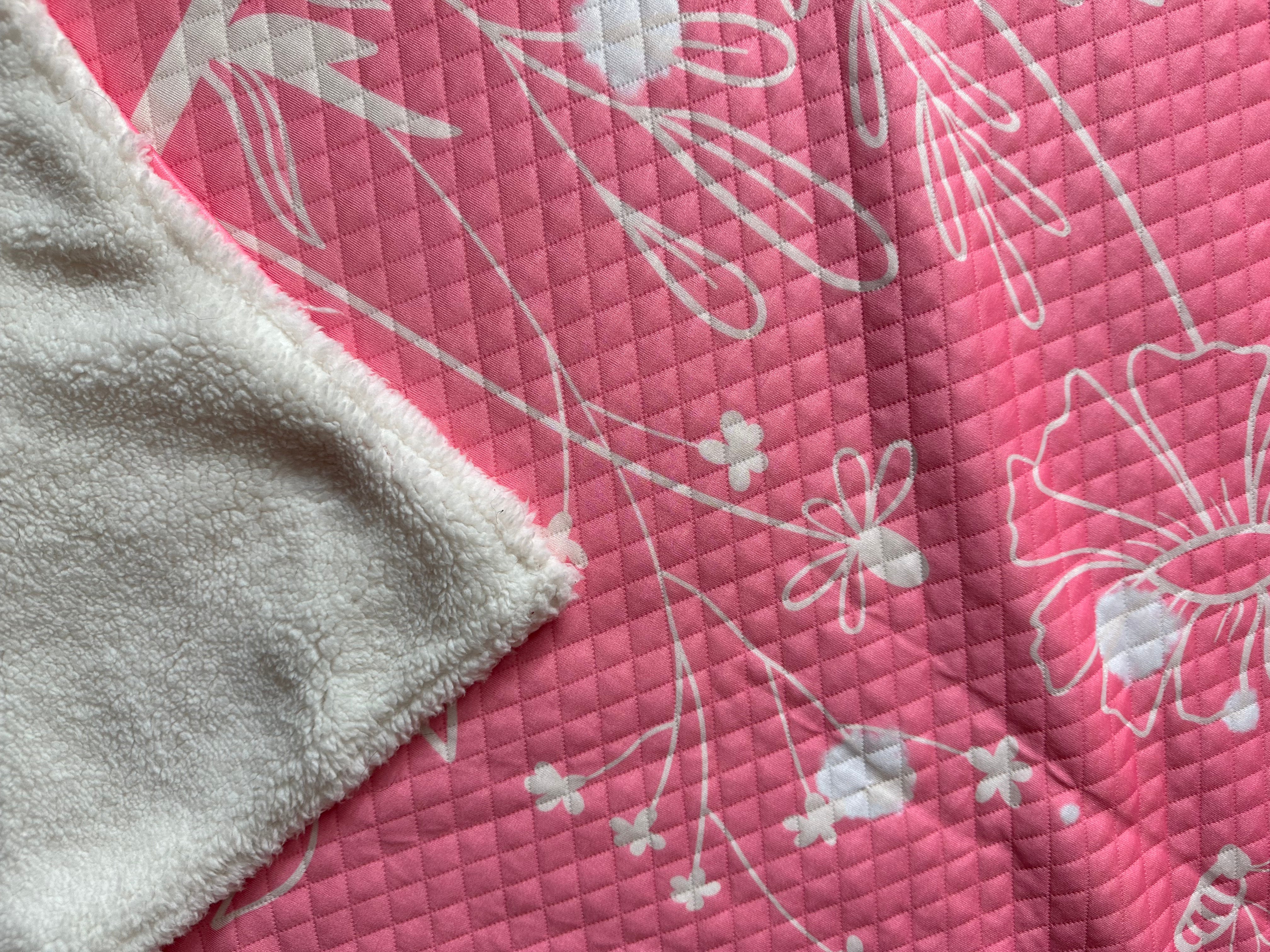 Pink Sherpa Blanket -  She’s a wildflower - autumn winter collection