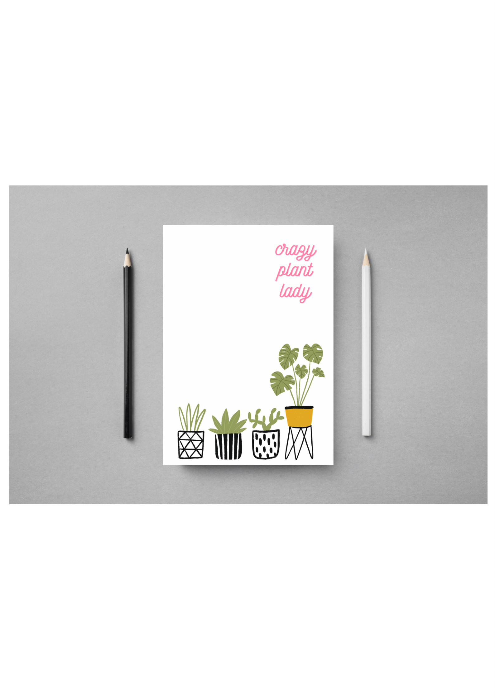 Crazy plant lady A5 white notepad fun cute office stationery for plant lovers