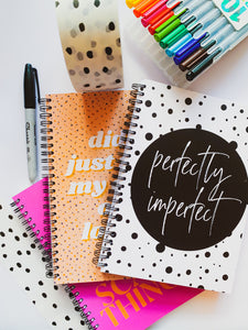 Perfectly Imperfect A4 or A5 wire bound notebook Choice of Hard or Soft Cover.