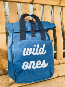 Wild ones airforce blue backpack roll top bag