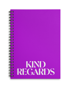 Kind Regards purple A4 or A5 wire bound notebook Choice of Hard or Soft Cover.