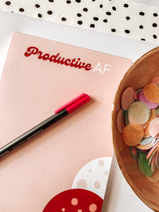 Productive AF A5 pink notepad fun cute office stationery