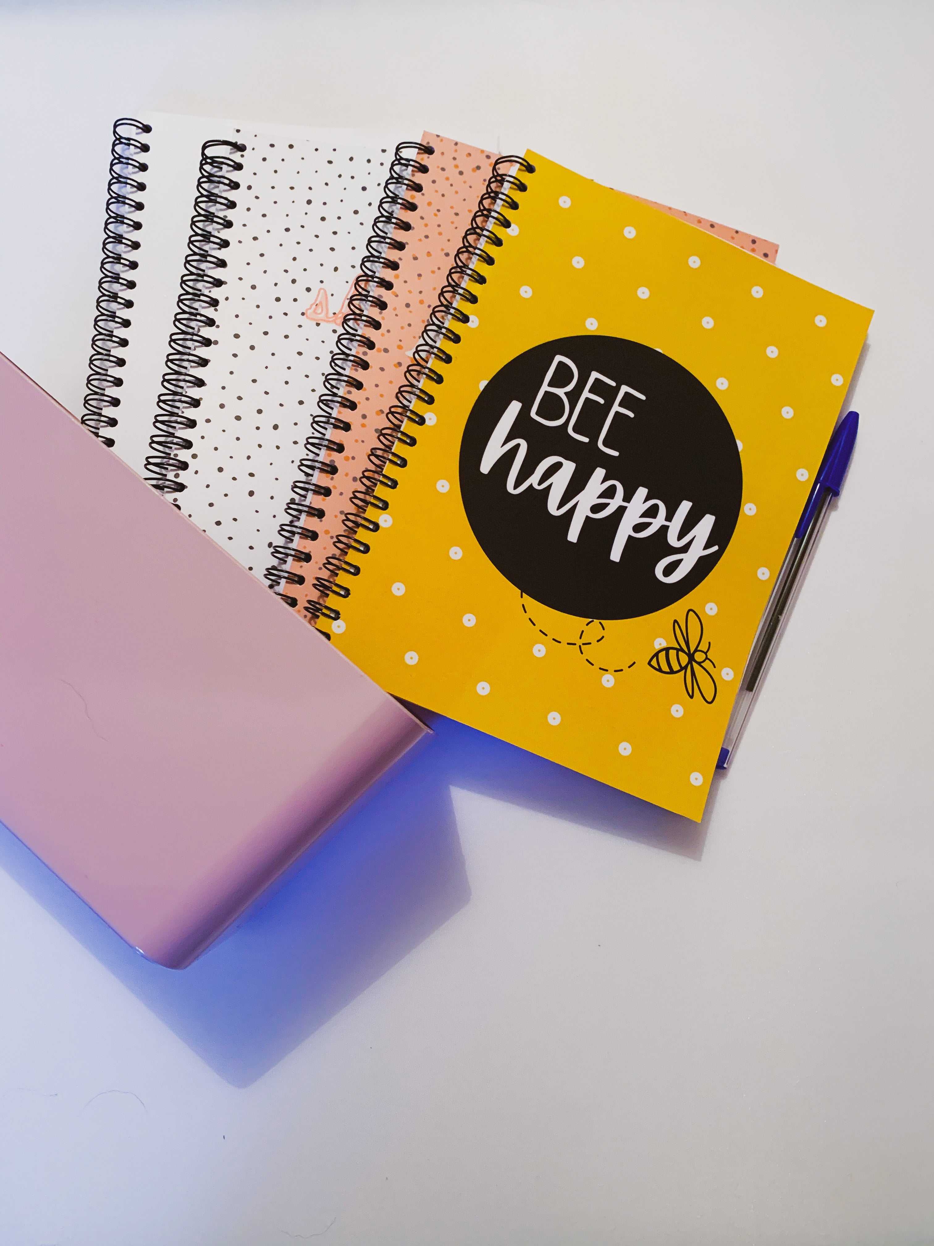 Bee Happy A4 or A5 wire bound notebook Choice of Hard or Soft Cover.