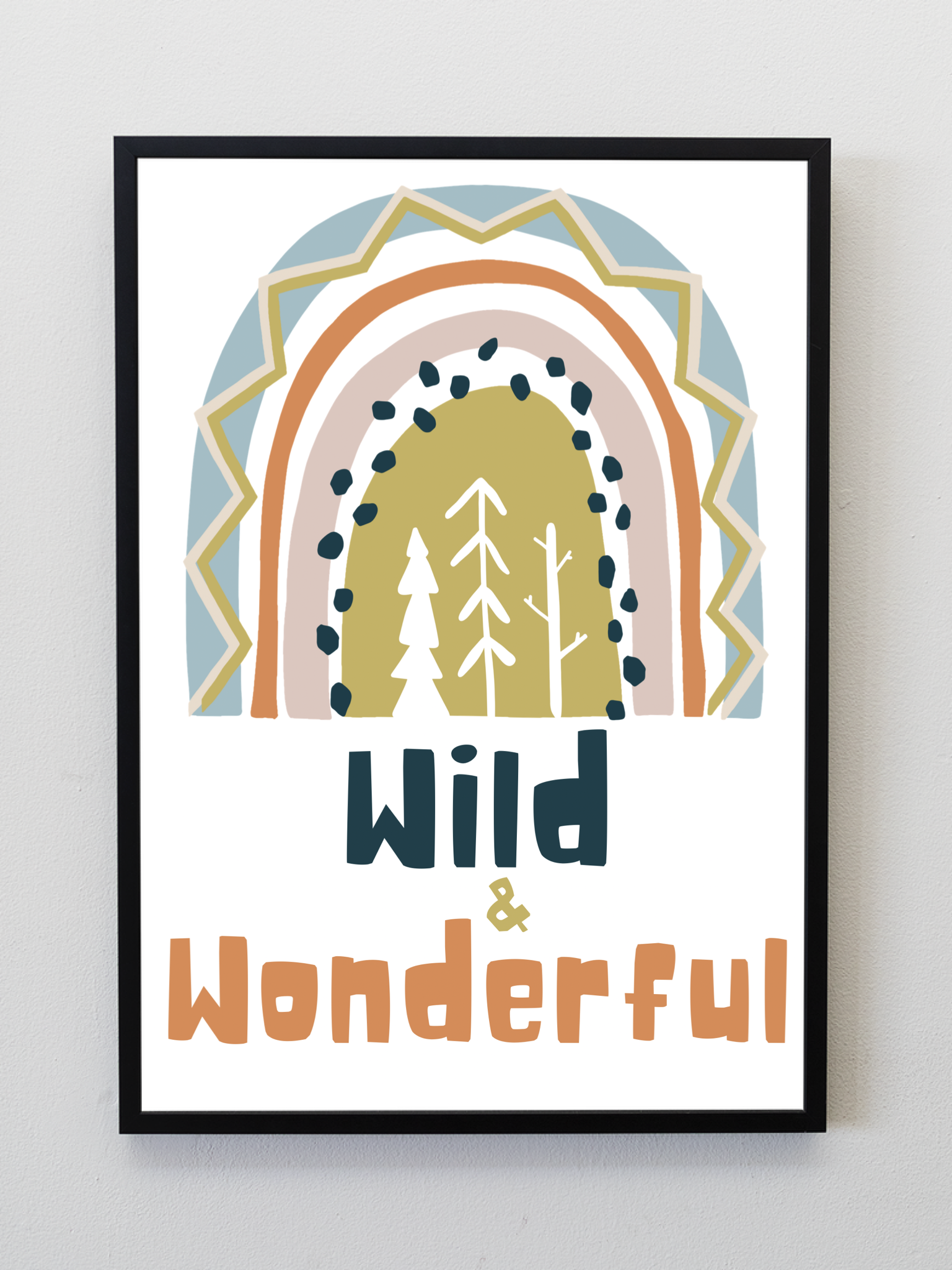 Wild & Wonderful Colourful Rainbow Nursery kids print A5, A4, A3  Wall Art