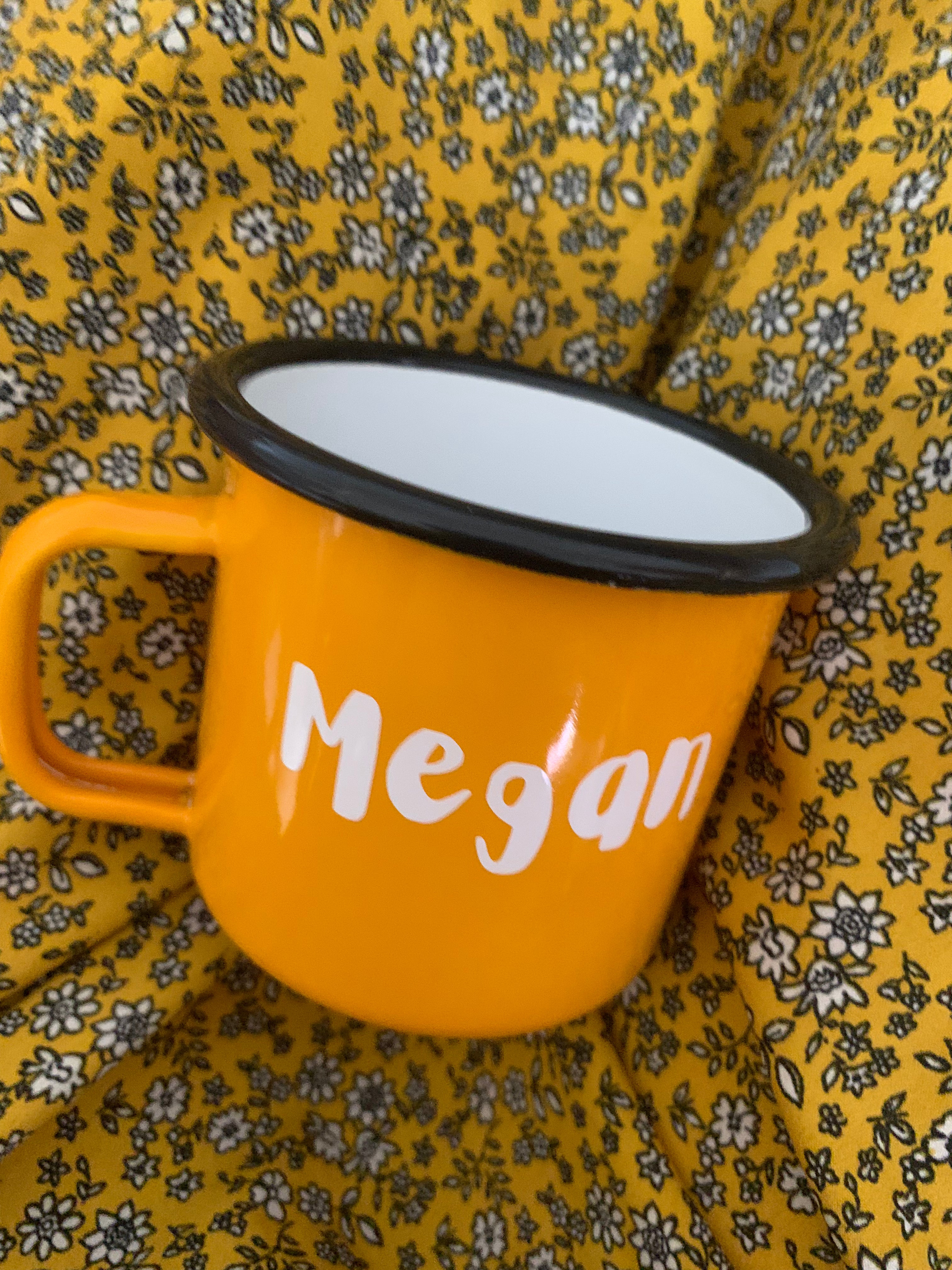 Personalised name Enamel Mug- choice of colour