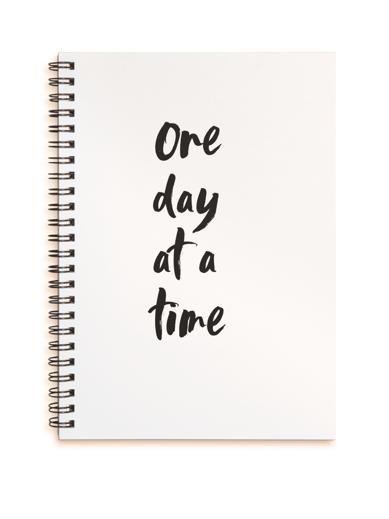 One day at a time black & white A4 or A5 wire bound notebook Choice of Hard or Soft Cover.