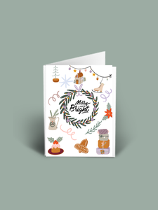 Merry & Bright A6 Christmas Card blank inside.