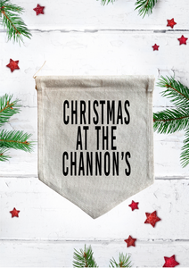 Personalised Christmas at … canvas flag /banner /pendant