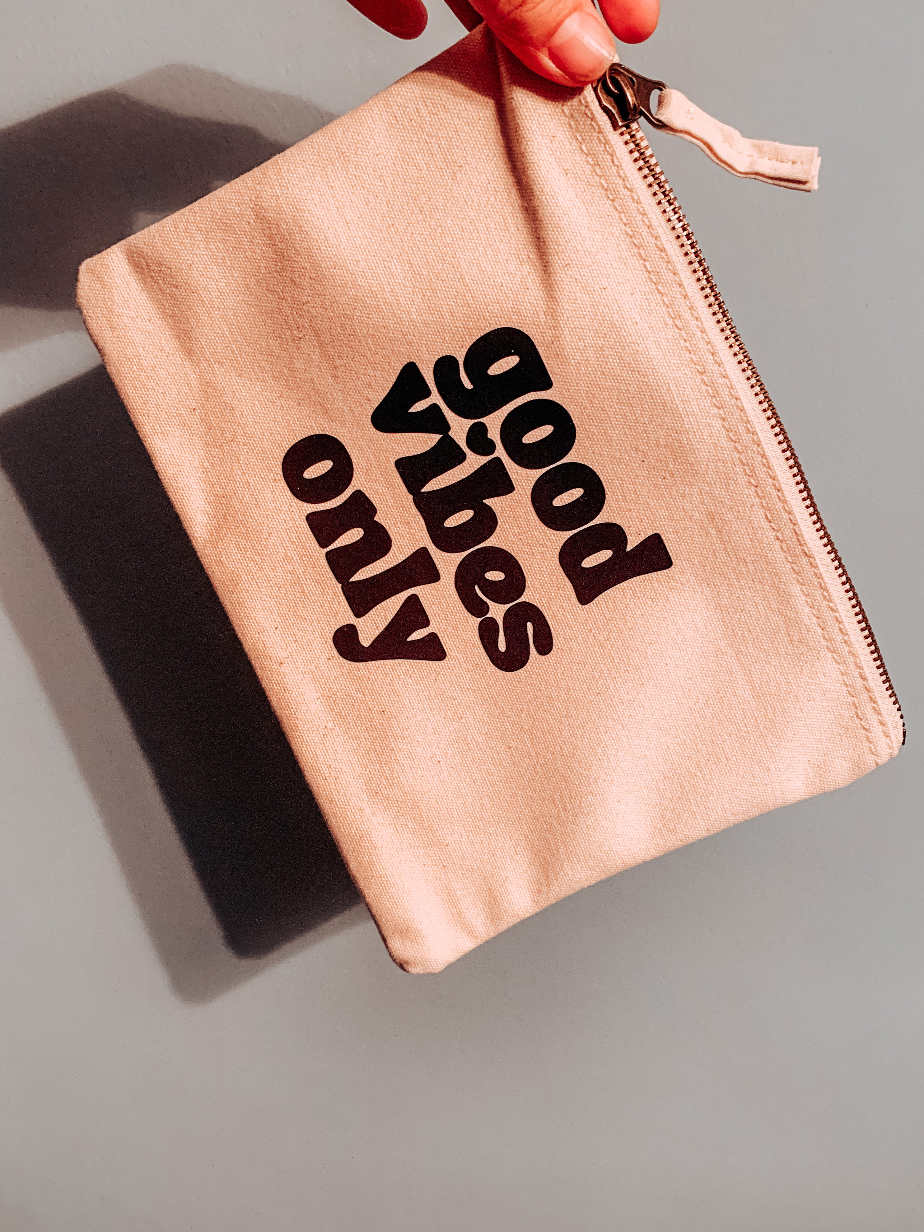 Good Vibes Only cotton canvas pouch /coin purse /make up zip bag