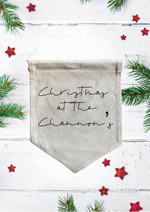 Personalised Christmas at … canvas flag /banner /pendant