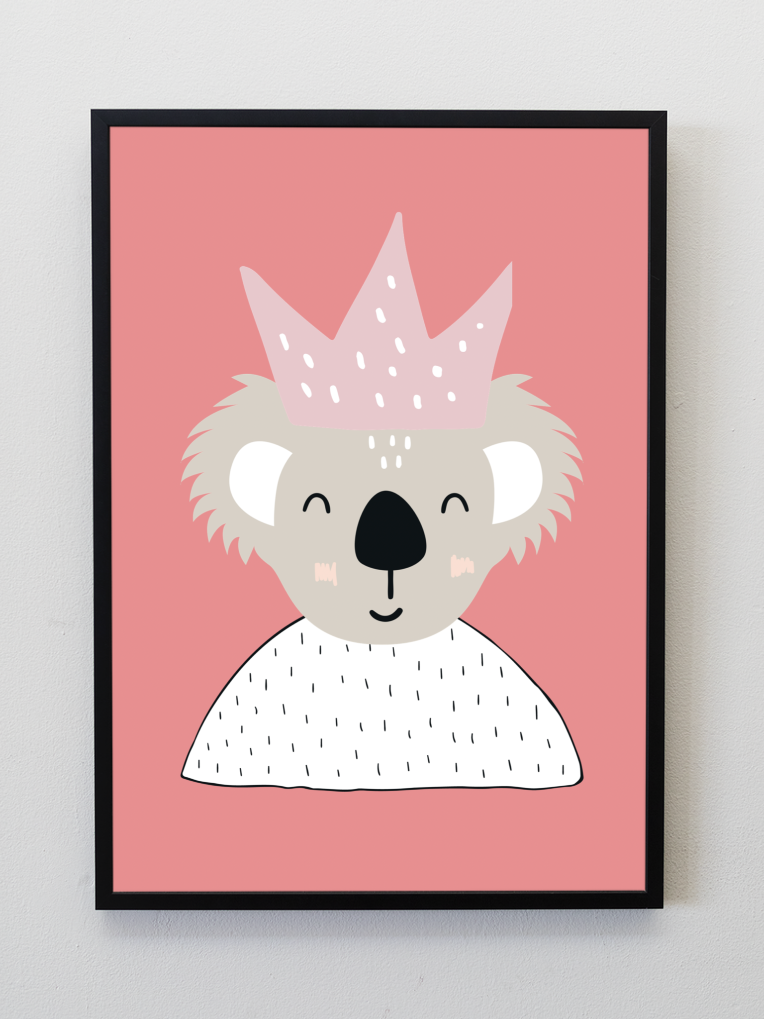 Koala Princess Nursery kids print A5, A4, A3  Wall Art Scandi Style