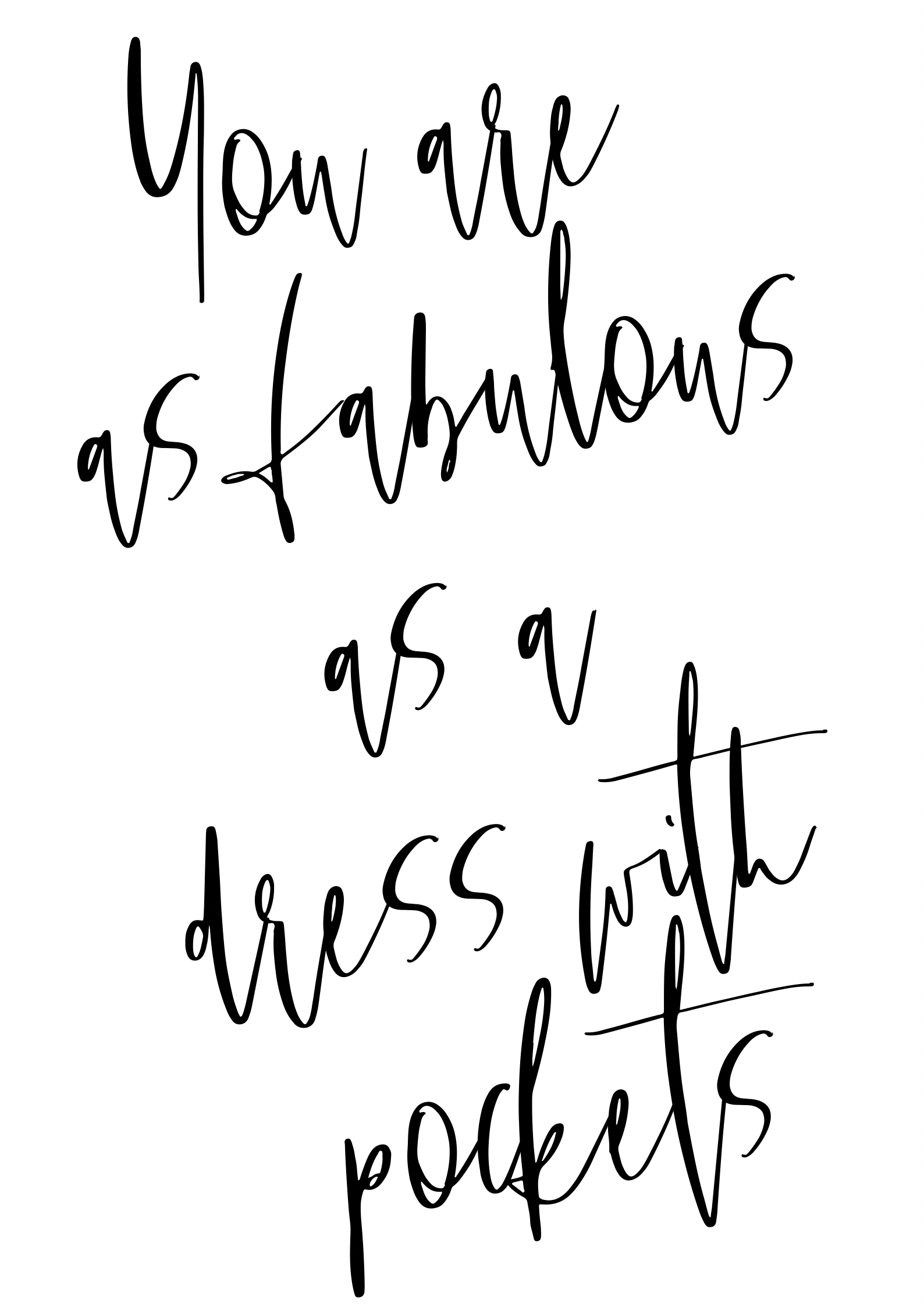 As a dress with pockets  A5, A4, A3  Wall Art | typography print monochrome