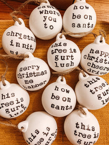 Bristol Somerset stamped Christmas Baubles