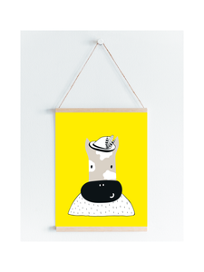 Dapper Cow Nursery kids print A5, A4, A3  Wall Art Scandi Style