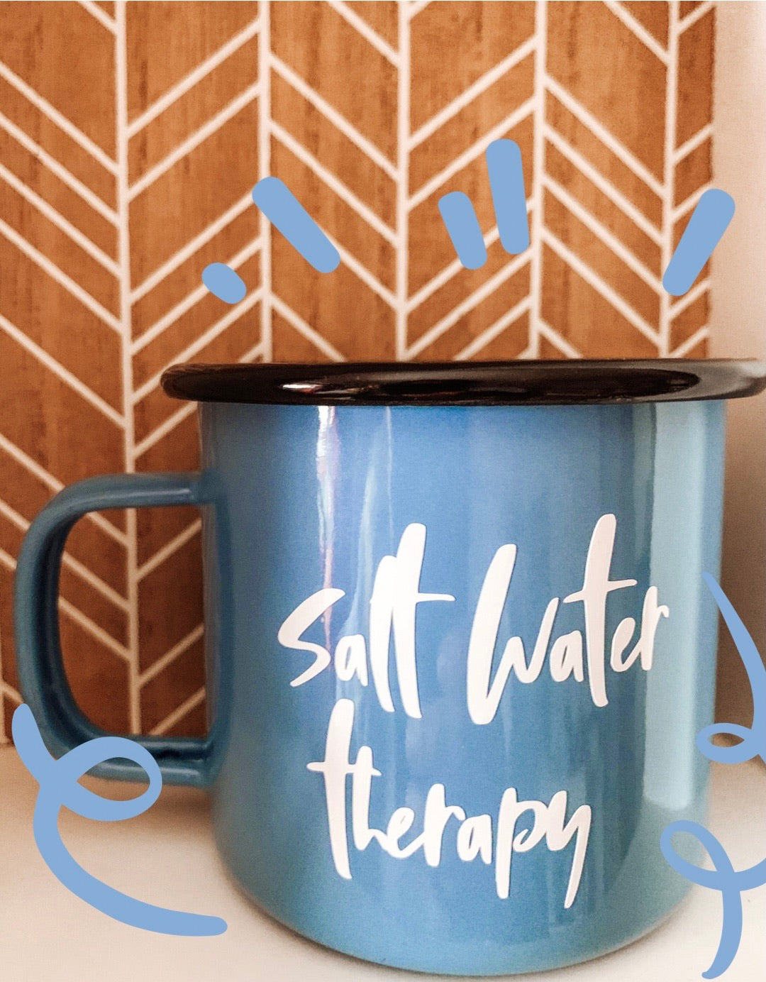 Blue Enamel Mug Salt Water Therapy