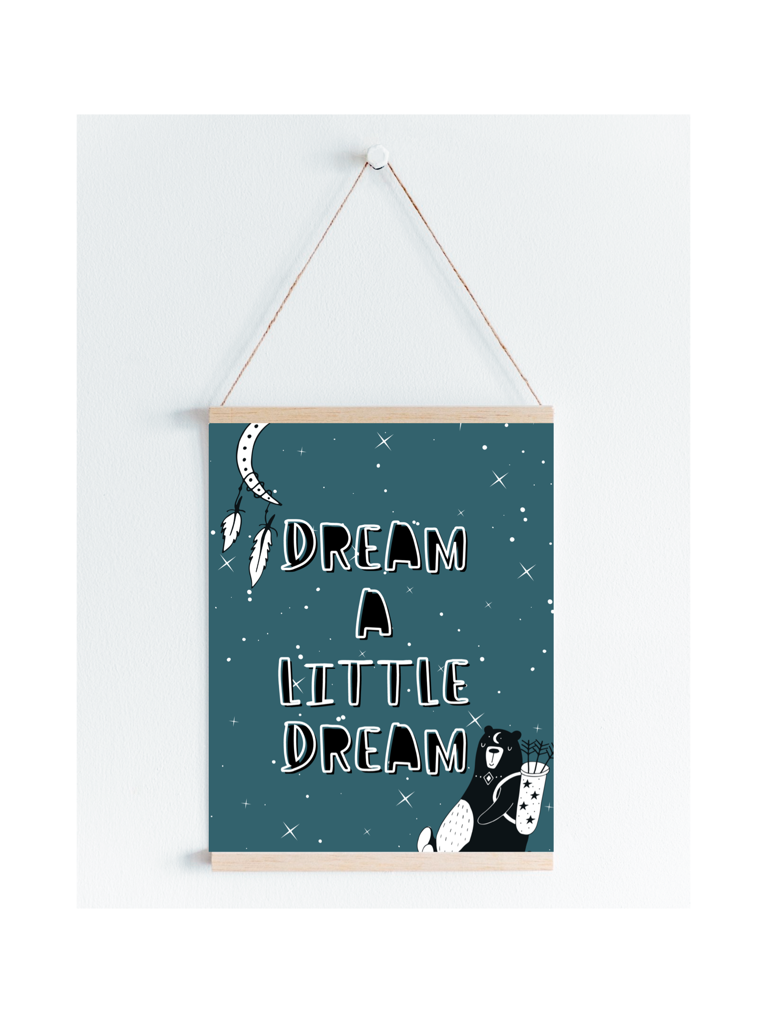 Kids Dream a Little Dream Nursery Print A5, A4, A3  Wall Art Scandi Style