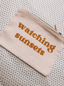 Watching sunsets cotton canvas pouch /coin purse /make up zip bag