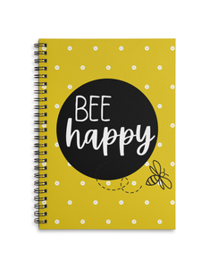 Bee Happy A4 or A5 wire bound notebook Choice of Hard or Soft Cover.