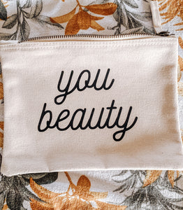 You beauty cotton canvas pouch /coin purse /make up zip bag